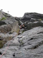 Me starting up the Kor Beck, 5.10 variation is straight above me