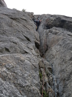 Higher up the 2nd pitch: a very friendly 5.7 chimney