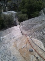 Looking down Stone Groove, a sweet climb at Reed's Pinnacle (5.10b)