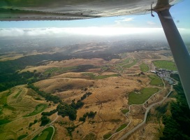 Golf course greenery.. and San Francisco/Oakland fog in the background