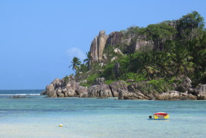 Typical coastline on the Seychelles Islands