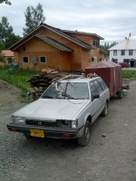 Pretty classic Alaska - an old subaru that has clearly had a hard life