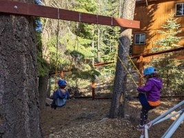 Swings back in action, with the backyard snow gone