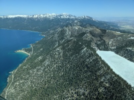 Lake Tahoe on the left, with a frozen Marlette