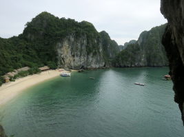 Looking back at Tiger Beach (where we were kicked out at first)