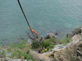 Looking down at our boats