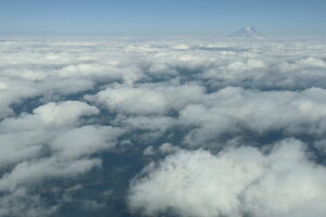 Rainier lonely above the clouds