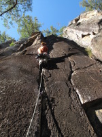 The lower portion was bouldery, with poor pro, but then it was great fun!