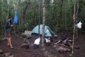 Our campsite after a miserable afternoon/night of constant rain. Thankfully it stopped in the morning!