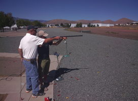 Rusty showing us how to shoot clay pigeons