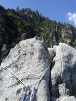 Sweet belay spot. Huge drops on both sides, hard to capture in a photo :)
