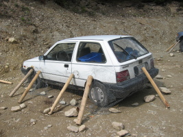 Every car is turned into a fort.