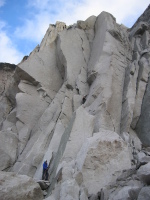 climbers on McTech Arete (5.10-)