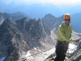 Me belaying at the base of the 5th pitch