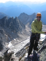 Me belaying at the base of the 5th pitch