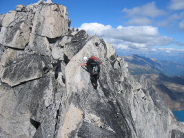 traversing the very exposed ridge