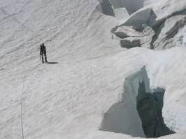 Dow and me about to cross the big crevasse