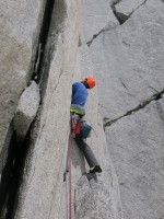 Beginning the third pitch - choice of 5.8 squeeze or 5.10 hands... guess which one I chose
