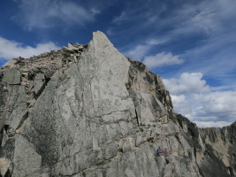 Another pair of climbers near the top of McTech Arete