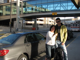 Calgary airport on departure with mom