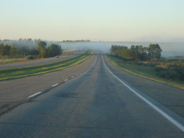 On the way to Lethbridge, funky fog in a small valley