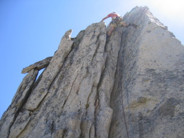 me climbing the first pitch