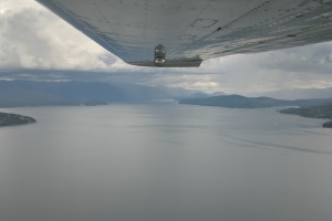 On downwind for landing runway 20 at Sandpoint (winds were gusty)