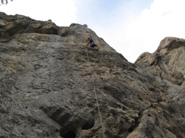 Sport climbing at Grassi Lakes, Canmore