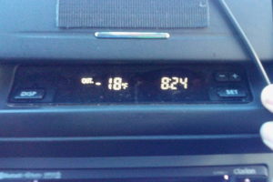 Unbelievably cold for Tahoe. 8:24am, 88/89 junction on the way to Carson Pass