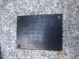 Donald Goodrich memorial. He died from rockfall on the first ascent attempt.