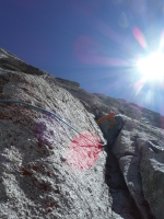 Starting the second pitch (technical crux)