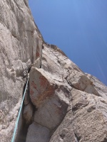 The offwidth pitch - the physical crux of the route