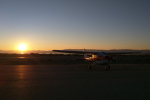 Sunrise at Lee Vining airport with Mono Lake in the background. We had breakfast at the Whoa Nellie and I took off at 8am.