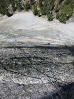 Looking down the climb from the top of pitch 5