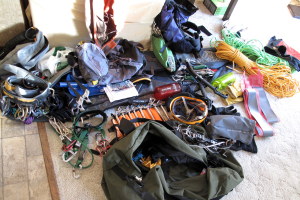The pile of fun-facilitating gear at home.