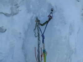 Belay anchor at the top of Curtain Call