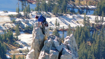 Topping out on Eichorn, photo from Cathedral Peak