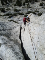 Finishing the first pitch. Tank top in Tuolumne on October 22nd! I was sweating...