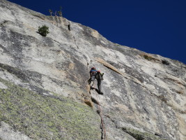 The first 5.10a crux, before the 10c fingers