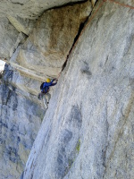 Karen following the first pitch of the Gram Traverse