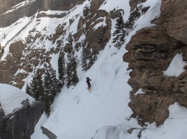 skinning up above the small waterfall, photo by Dow Williams