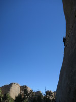 Melissa at the base of the finger crack - this angle gives a better idea of steepness