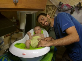 Bath time in the camper!