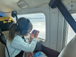 Zoe appreciating the views as we approach Seattle