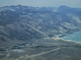 Lee Vining airport below with the edge of Mono Lake...