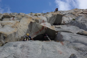 It's a party on Serrated Edge! You can see the crux roof
