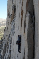 Karen toproping the 5.10d which is very thin/spicy to lead at the start