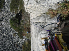 looking down mid-way through the 2nd pitch