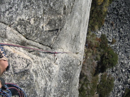 looking down from the 2nd belay