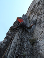 On Stem Meister, amazing short 5.10a that is surprisingly steep!